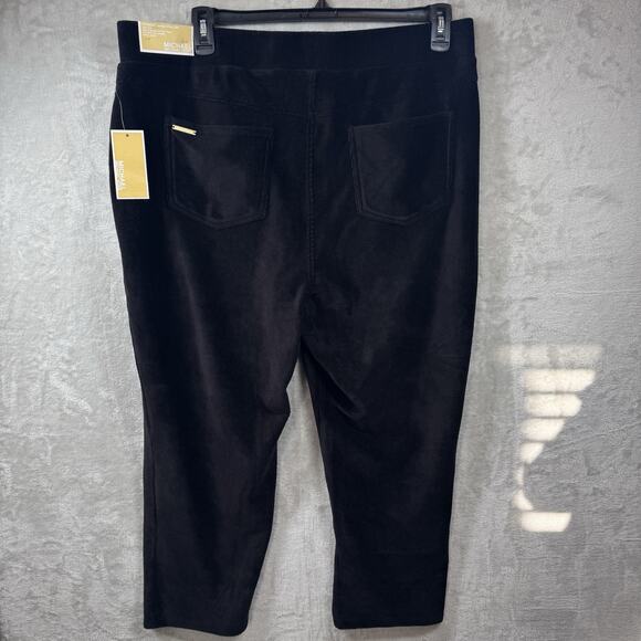 MICHAEL KORS NEW Corduroy Pull On Pants Women 2X Black High Rise Straight Ankle - Picture 3 of 13